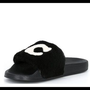 COACH Woman Ulla Logo Shearing Pool Slides